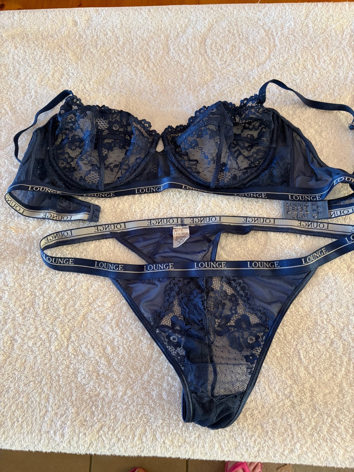 Bh 85F en string XXL Lounge blauw, Ophalen of Verzenden, Blauw, Setje