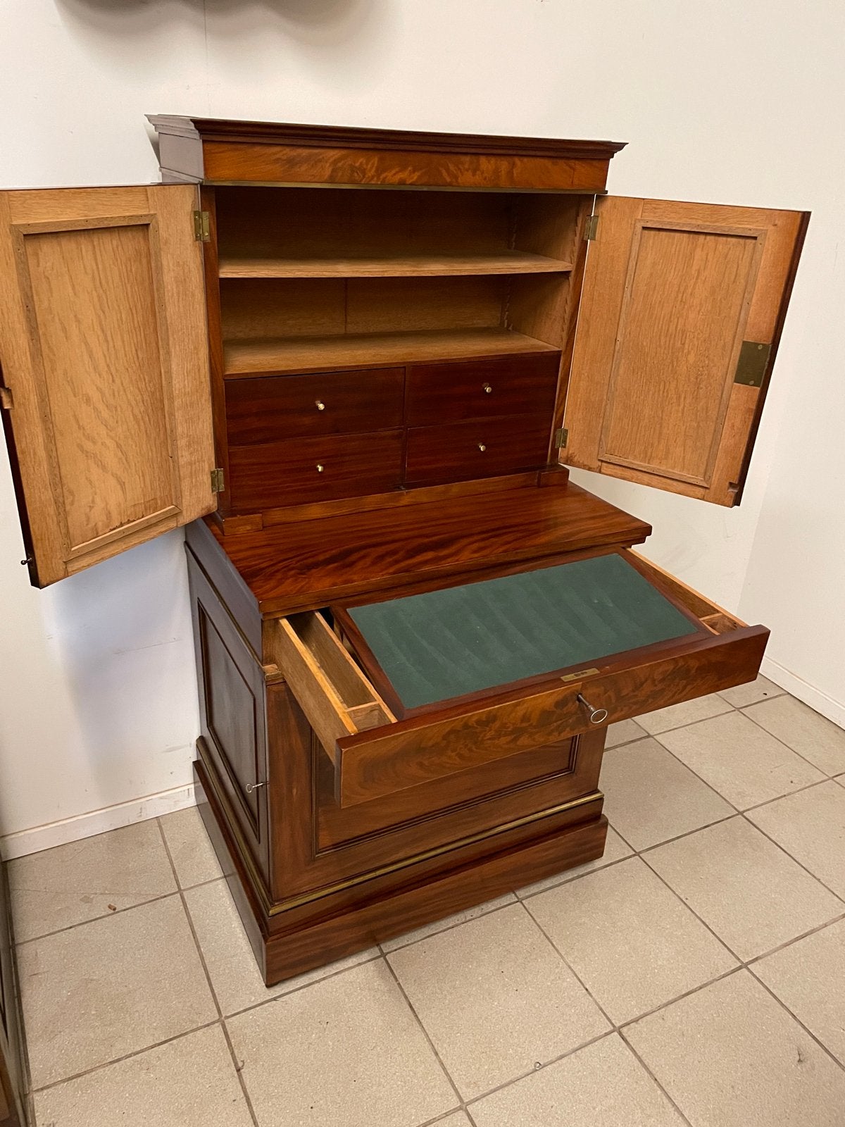 Zeldzaam Antiek Mahonie Bureau Kabinet, Ophalen