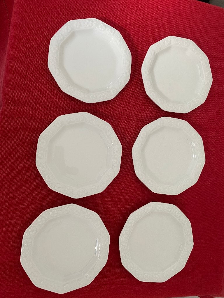 6 wit porceleinen “Rosenthal” petit four bordjes vintage, Ophalen, Zo goed als nieuw, Glas of Kopje