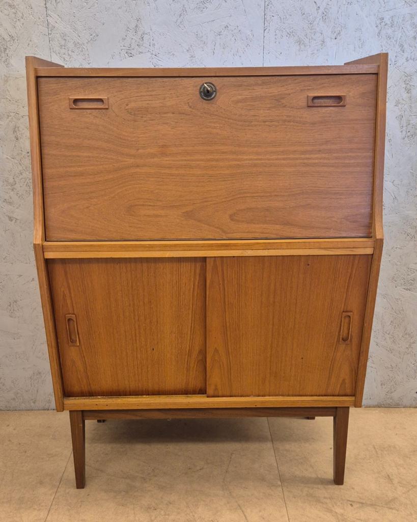 Vintage teak secretaire / Deens design kast, Jaren 60, Ophalen, Gebruikt, Scandinavisch, mid-century, N.v.t