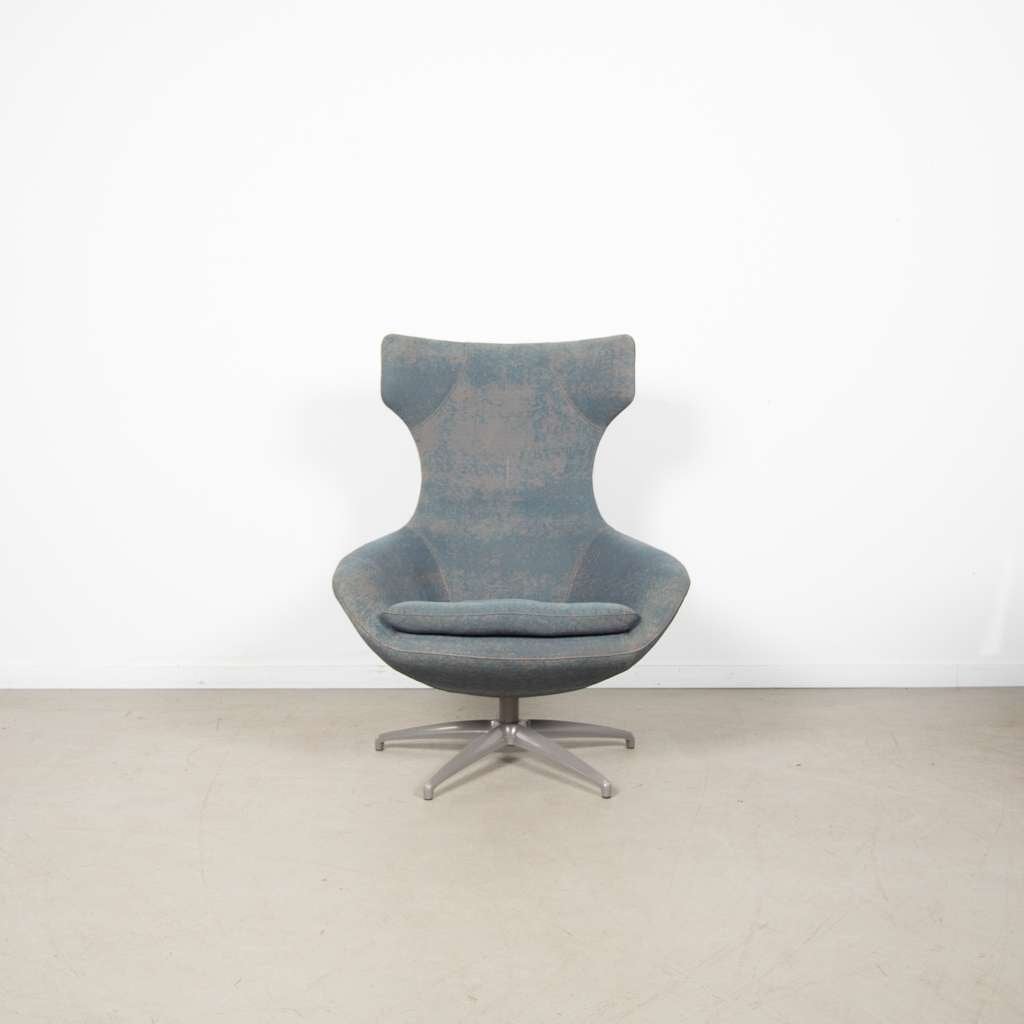 1x Leolux Caruzzo Plus Fauteuil Blauw Gemêleerd Stof, Huis en Inrichting, Fauteuils, Niet ingevuld, Niet ingevuld, 75 tot 100 cm