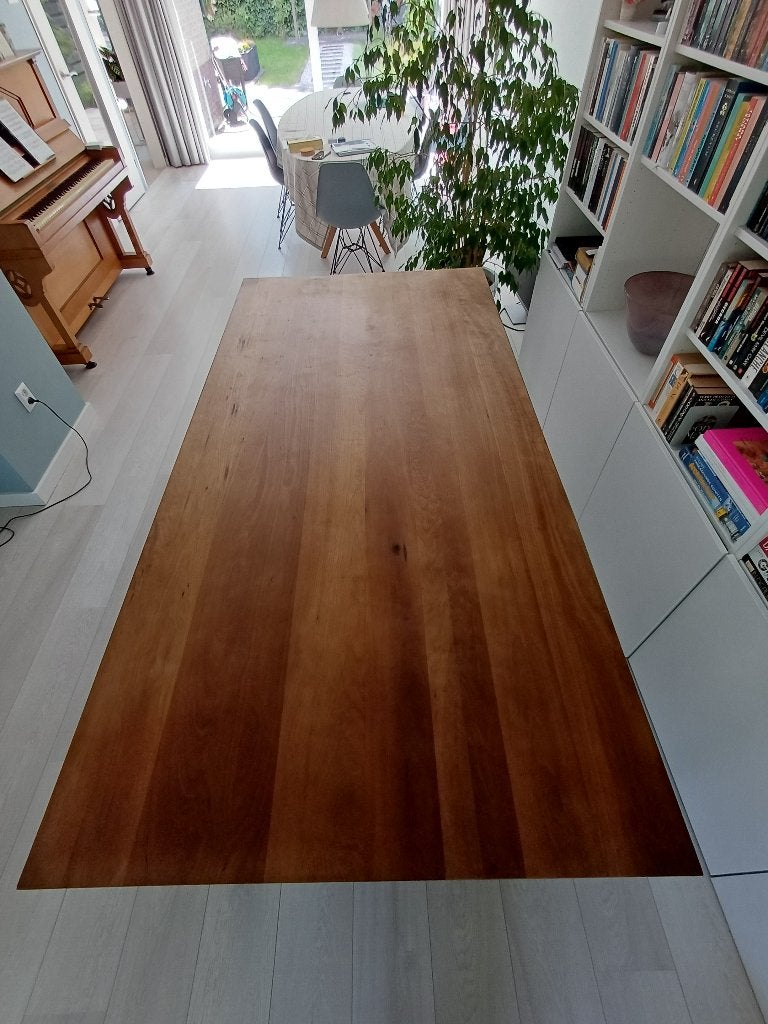 Massief kersenhouten eettafel, Huis en Inrichting, Tafels | Eettafels, Ophalen, Gebruikt, 200 cm of meer, 50 tot 100 cm