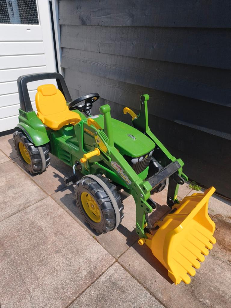 John Deere traptractor met voorlader, Kinderen en Baby's, Speelgoed | Buiten | Voertuigen en Loopfietsen, Gebruikt, Trapvoertuig