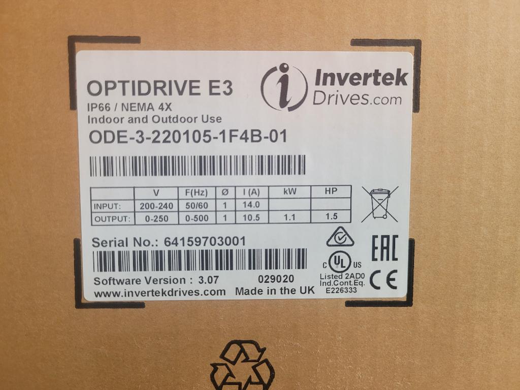 Invertek frequentieregelaar voor 1~ 230V motoren 1,1kW IP66, Hobby en Vrije tijd, Elektronica-componenten, Info@hiflex.nl, Nieuw