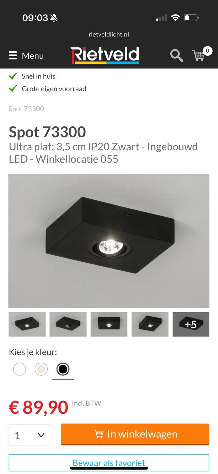 Lumidora plafond spotje zwart LED, Ophalen of Verzenden, Zo goed als nieuw