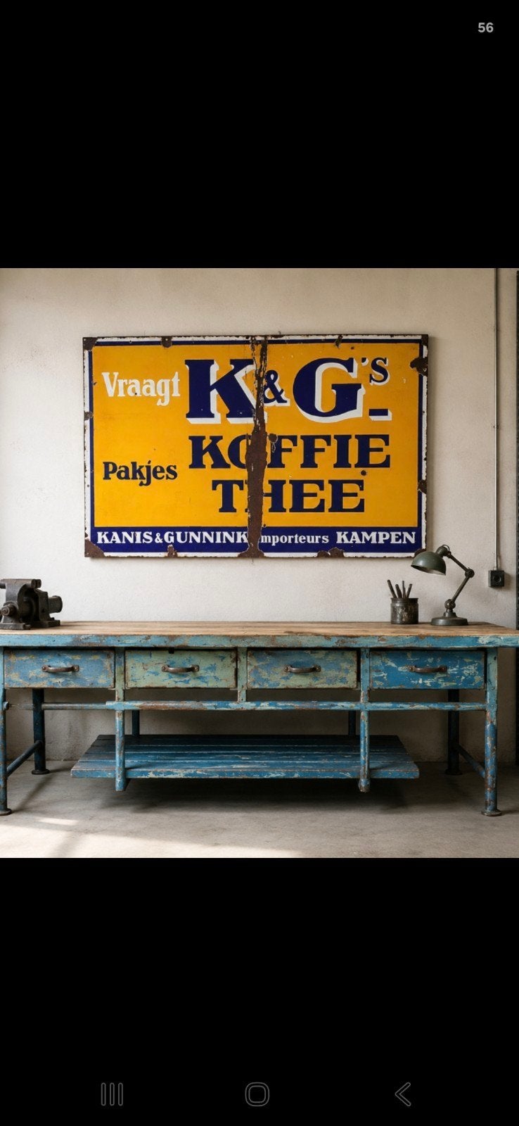 Groot emaille reclamebord., Ophalen