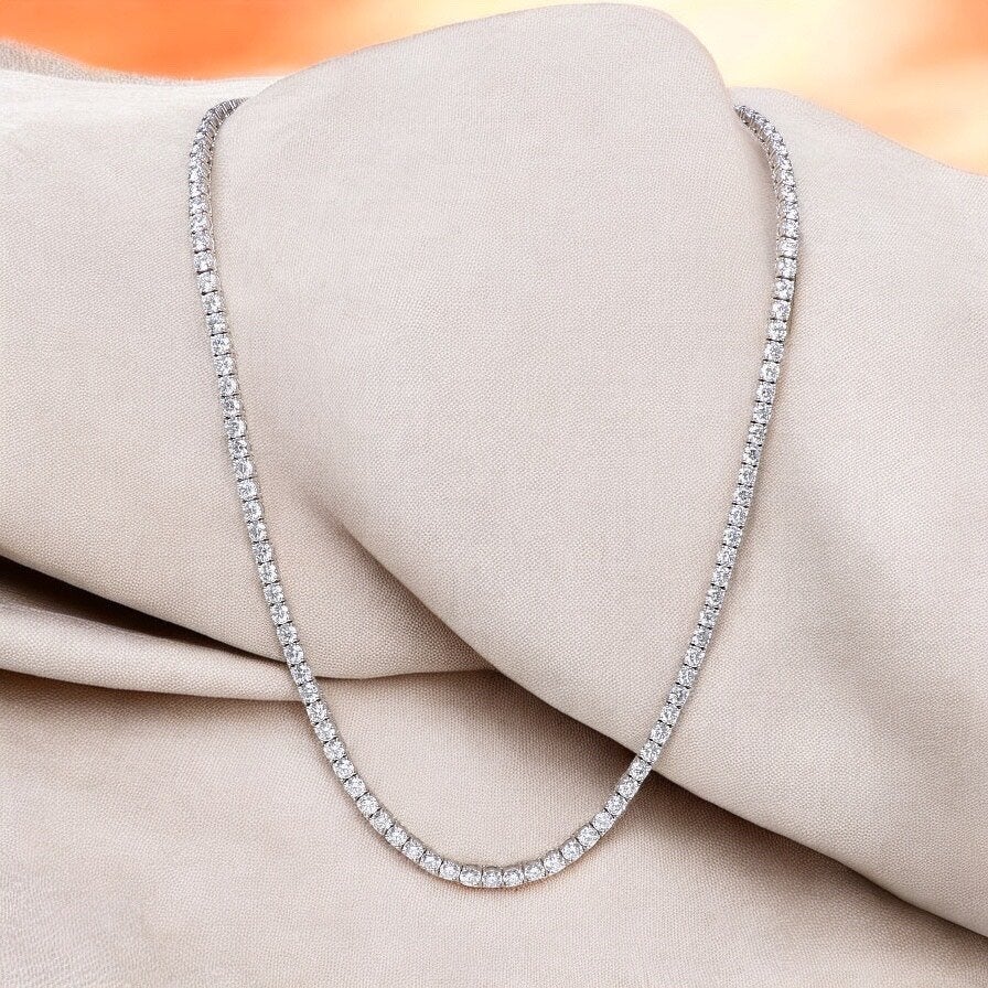 18K White Gold Chain – with 31 CT Diamond, Ophalen of Verzenden, Zo goed als nieuw, Info@kleenedelmetalen.nl, Goud