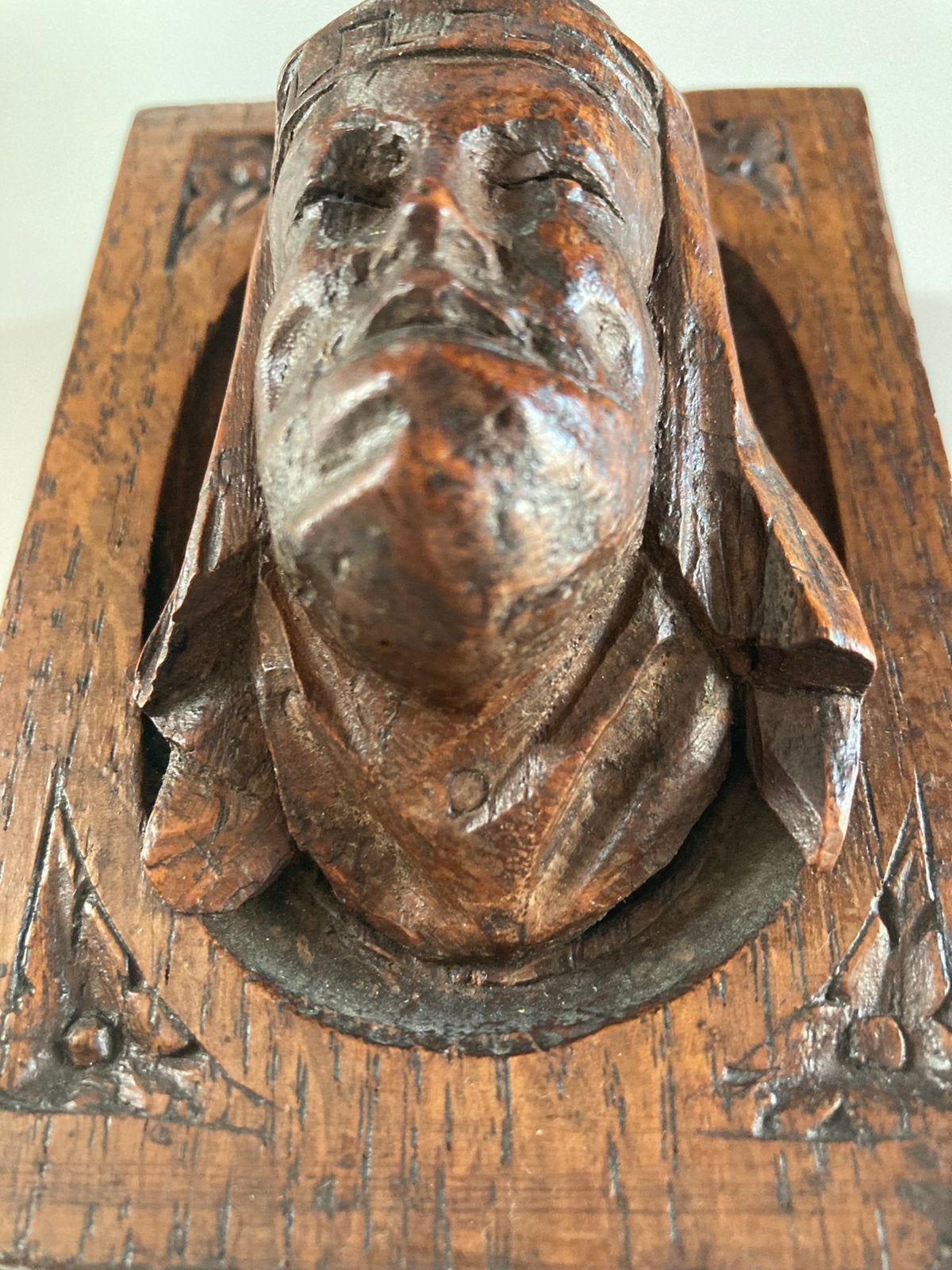 Fraai Oud Eikenhout houtsnijwerk Hoofdje, Antiek en Kunst, Ophalen