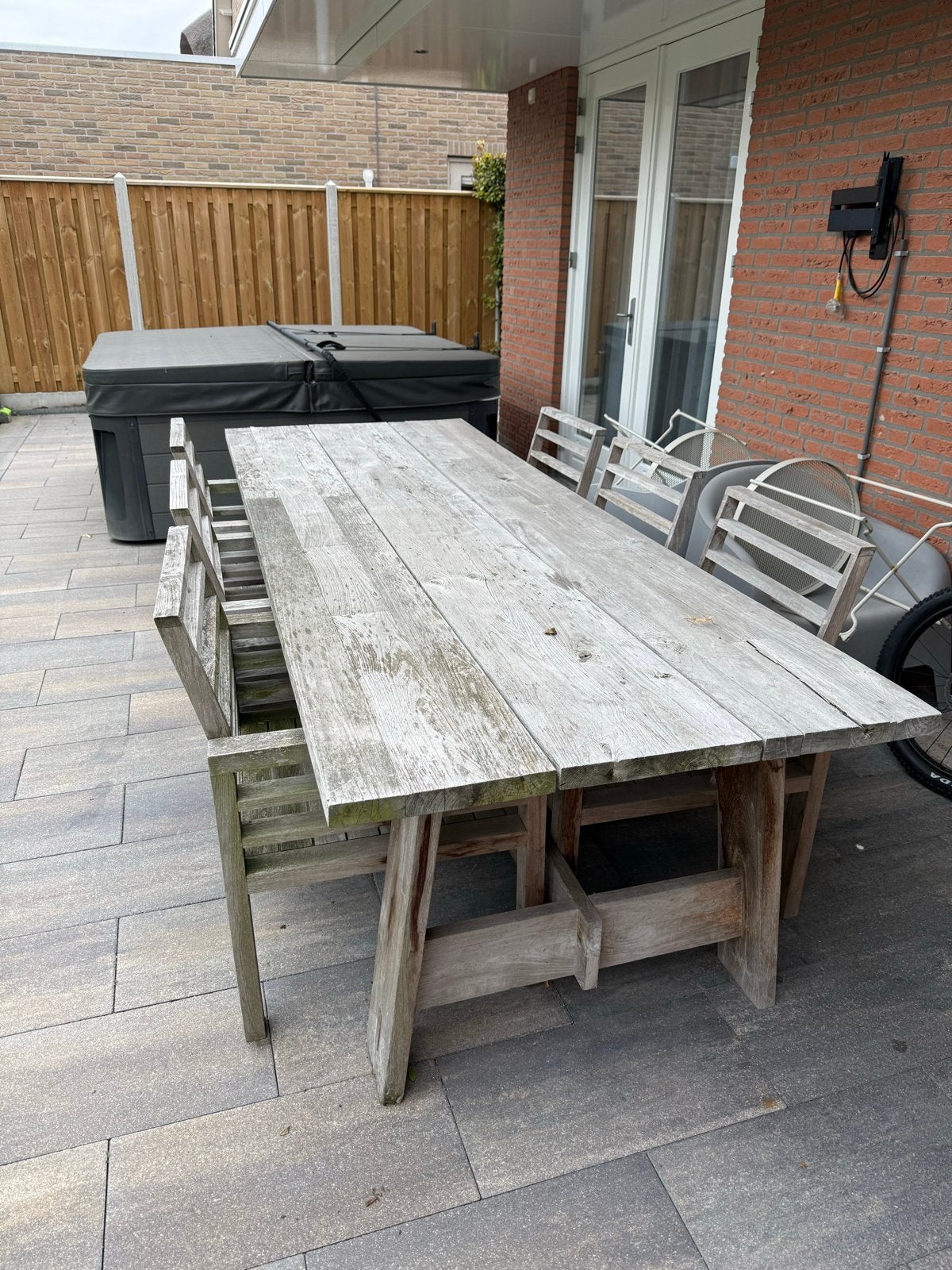Allure teakouten tuintafel met stoelen, Tuin en Terras, Ophalen, Gebruikt, Rechthoekig, Hout