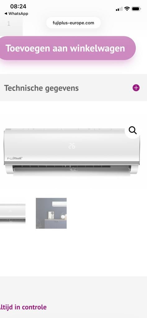FujiPlus Inverter Kyoto Airco  12000 BTU- Koel en Verwarmen, Ophalen, Nieuw, 3 snelheden of meer, Energieklasse A of zuiniger