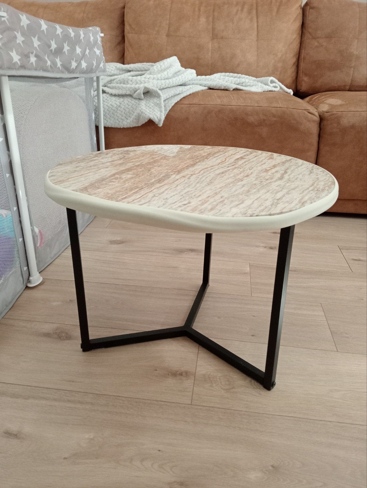 Marmer salon/bijzettafel, Ophalen, Rond, Minder dan 55 cm, 45 tot 60 cm