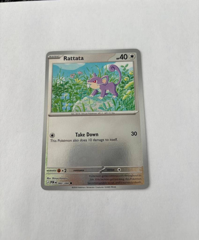 Pokemon Rattata 060/088 POR reverse holo, Ophalen of Verzenden, Nieuw, Losse kaart, Foil