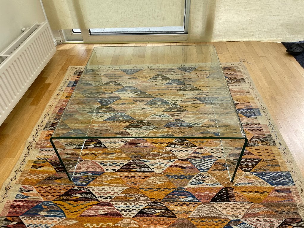 Salontafel- gebogen gehard glas, Ophalen, 50 tot 100 cm, Vierkant, 50 tot 100 cm