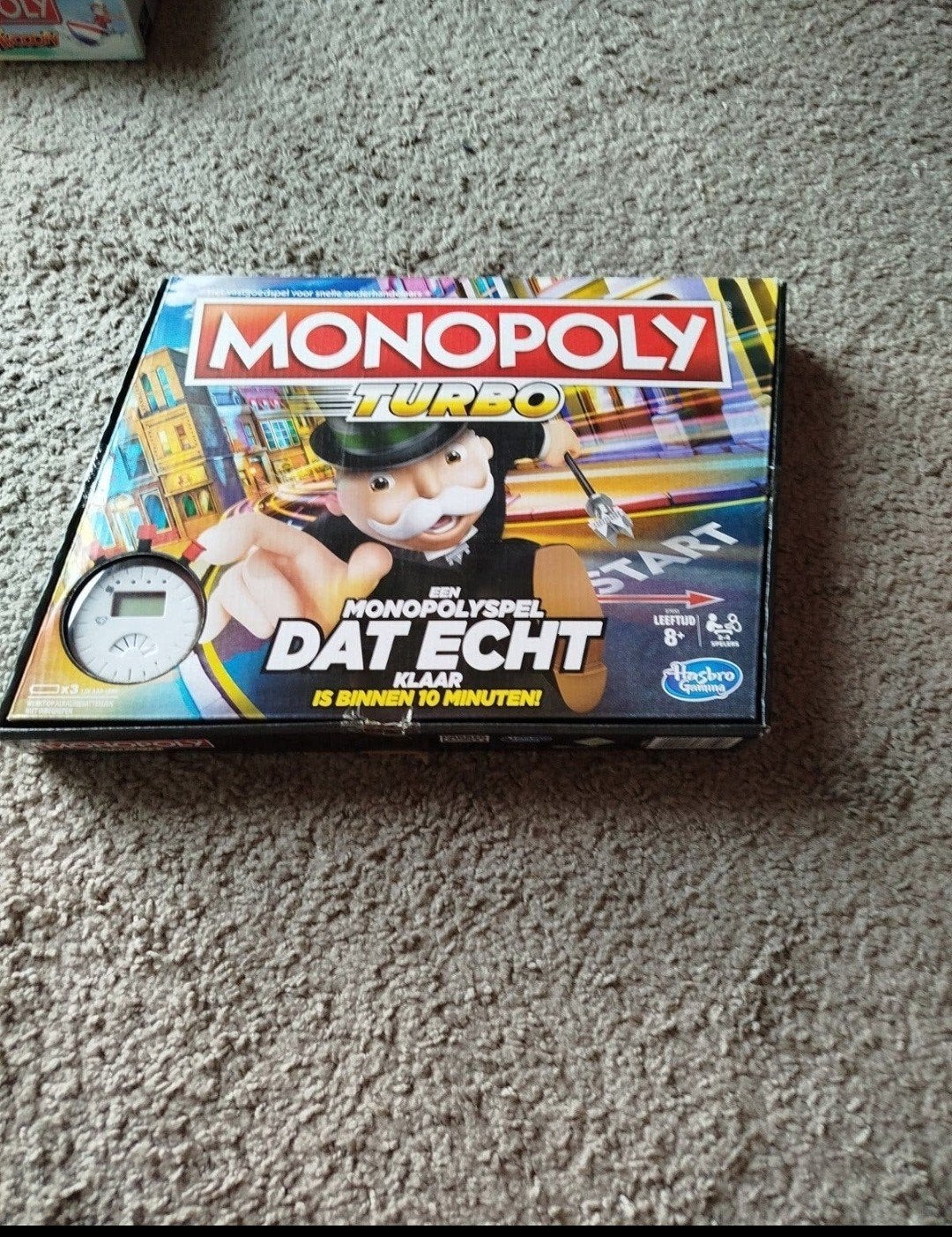 Monopoly Turbo - Een snel Monopoly spel!, Drie of vier spelers, Ophalen of Verzenden, Zo goed als nieuw, Hasbro