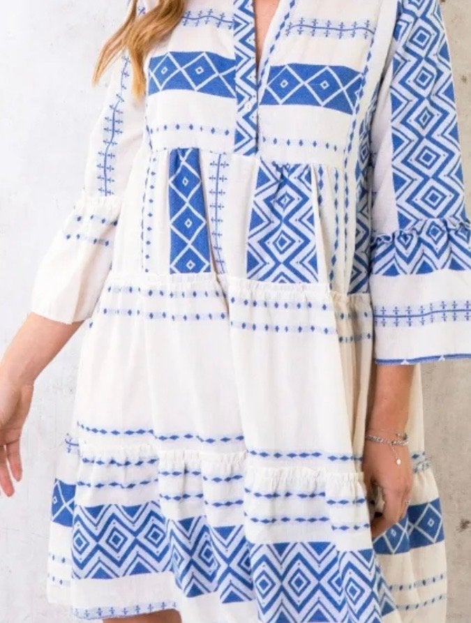 Nieuwe Tuniek met V-hals en Flared Mouwen - One Size, Kleding | Dames, Maat 38/40 (M), Blauw, Nieuw, Ophalen of Verzenden