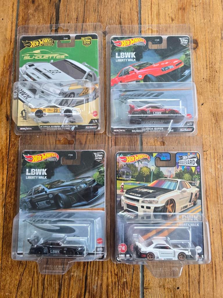 Hot Wheels LBWK Liberty Walk Set - 4 Stuks, Ophalen of Verzenden, Nieuw, Auto, Hot Wheels
