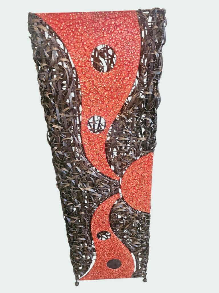 Decoratieve Vloerlamp Rotan Rood Zwart Modern Design, Ophalen, Overige materialen, Onbekend, Zo goed als nieuw