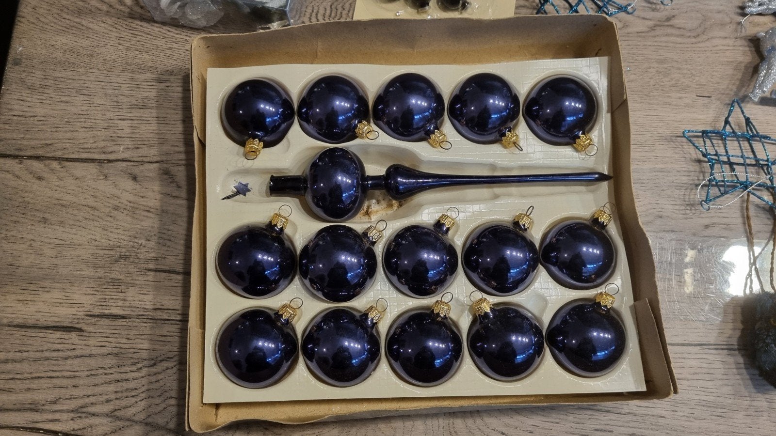 Kerstversiering blauw en snoer, Ophalen of Verzenden, Gebruikt