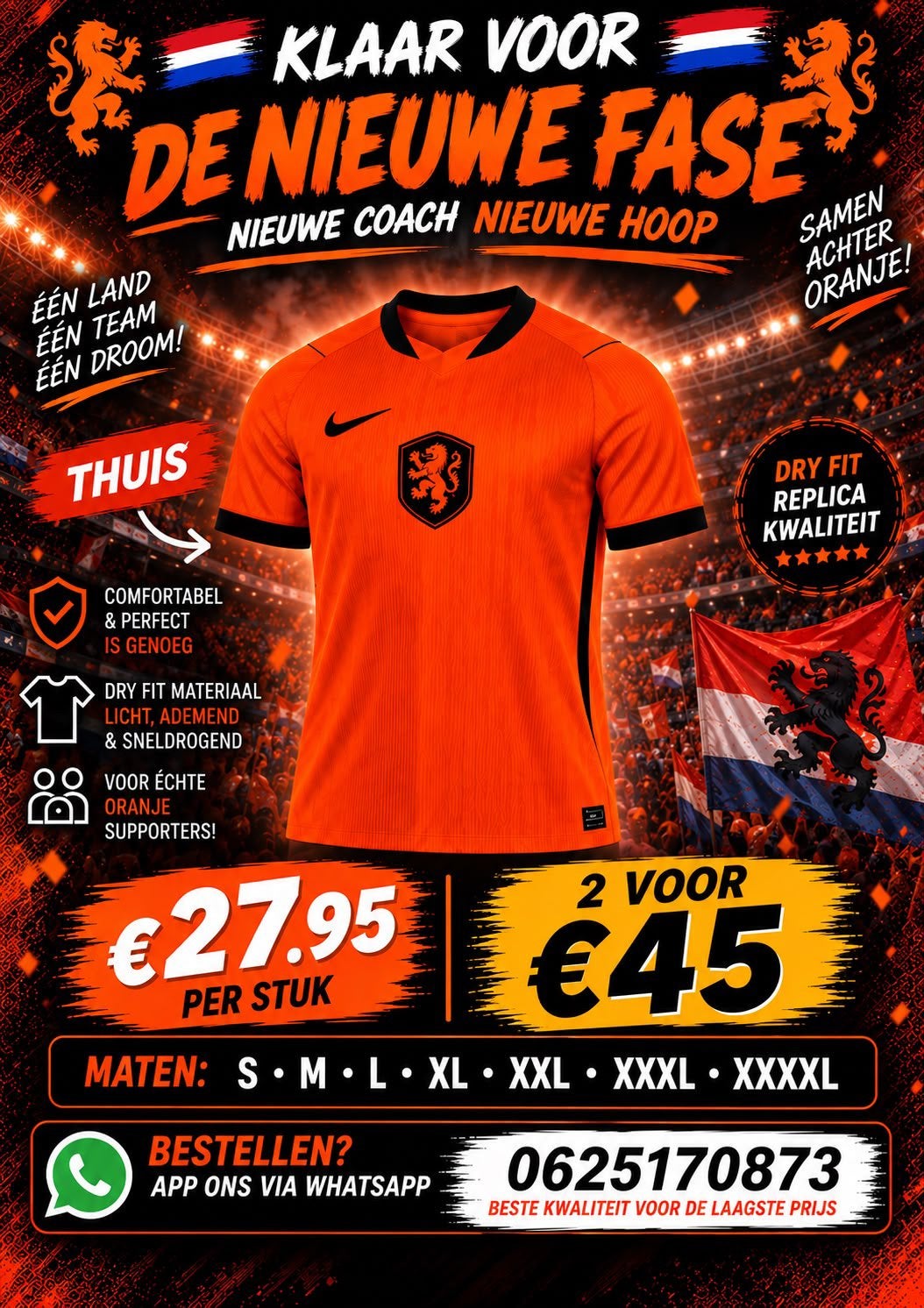 splinternieuw Nederlands elftal thuisshirt!, Maat XS of kleiner, Verzenden, Nieuw, Shirt