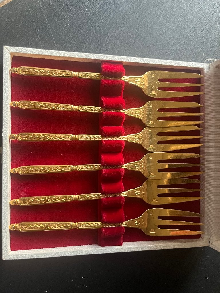Antieke gebaksvorkjes van Christofle in originele doos, Antiek en Kunst, Ophalen of Verzenden