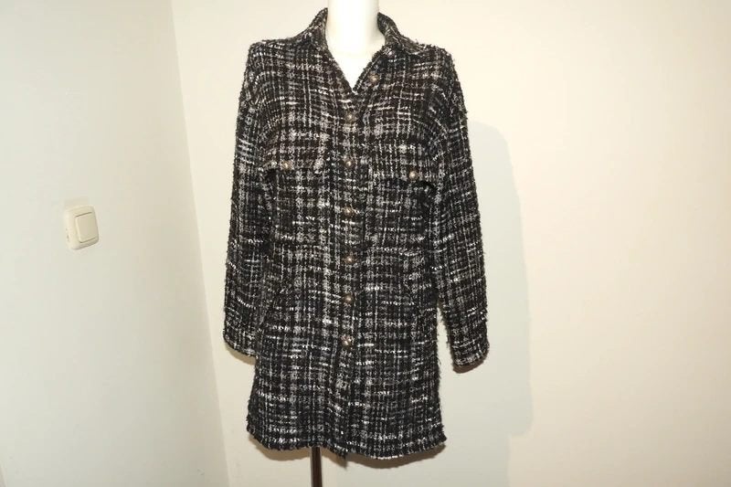 The Kooples vest jas zwart wit sier knopen ruiten print M, Maat 38/40 (M), Gedragen, The Kooples, Meerkleurig