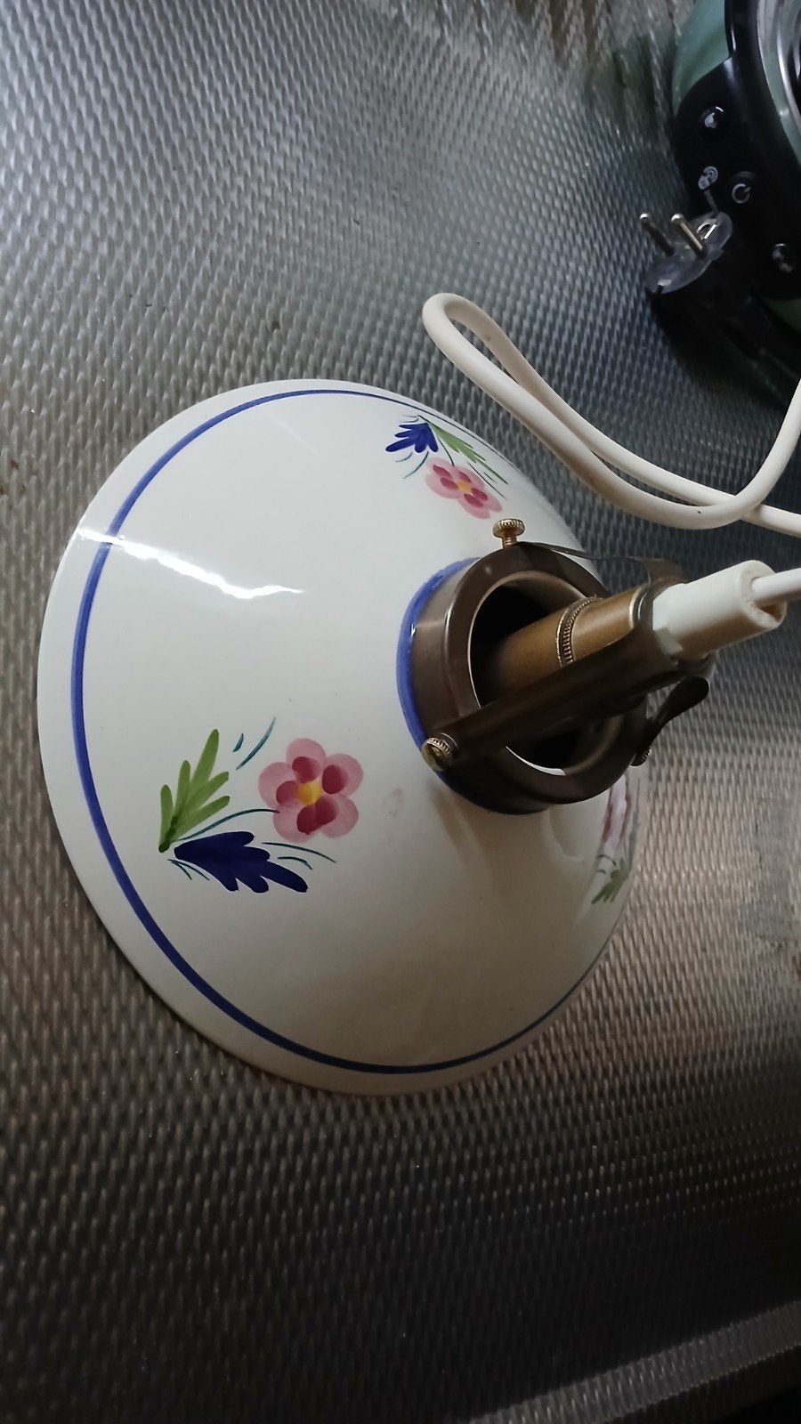 Vintage plafondlamp met bloemmotief - 20 cm diameter, Wit, Zo goed als nieuw, Vintage, Overige merken