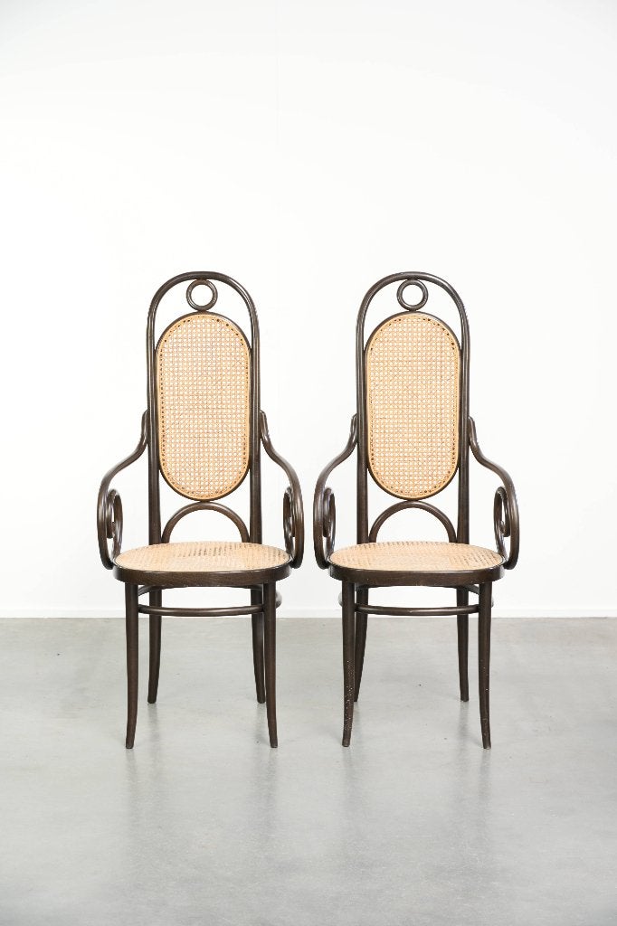 Set van 2 originele Thonet design stoelen model Long John, Huis en Inrichting, Stoelen, Ophalen, Twee, Bruin, Thonet