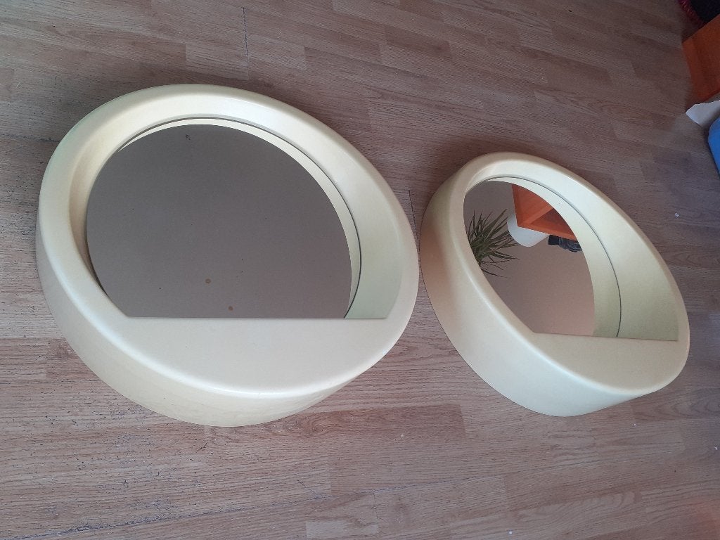 Meurop spiegel design jaren 70 retro kunststof space age, Gebruikt, ?, Kunststof, Meurop