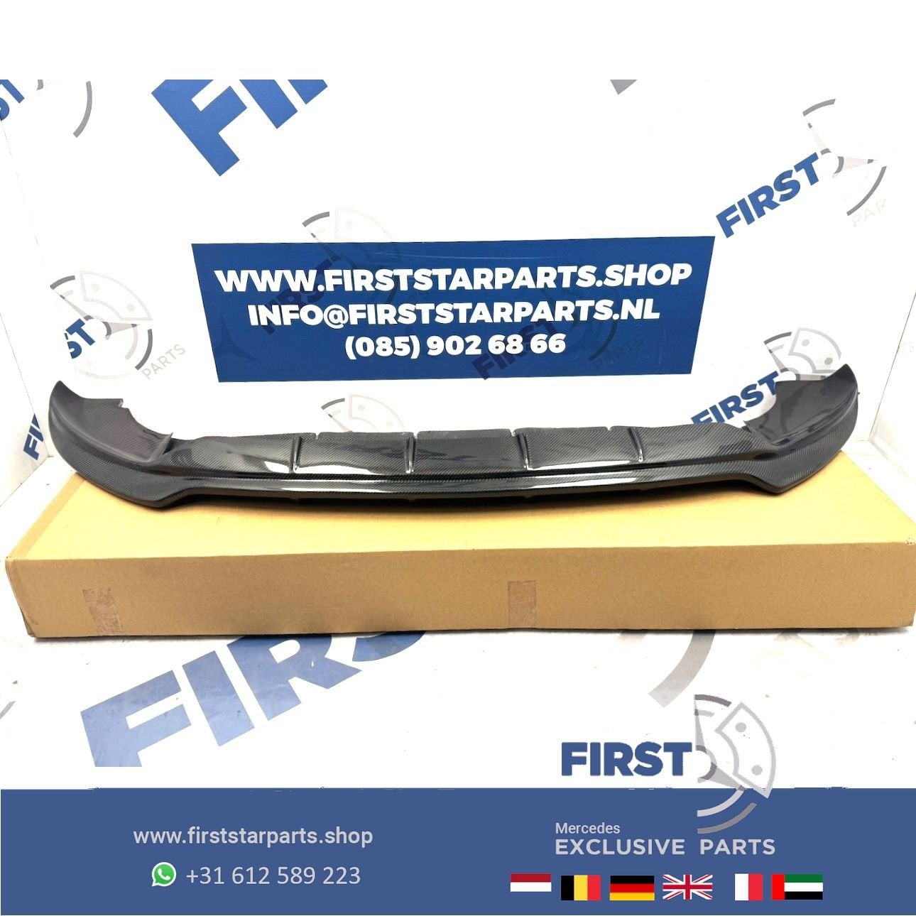 W167 GLE63 AMG CARBON FRONT BUMPER SPOILER GLE63 AMG V167 C1, Gebruikt, Voor, Ophalen of Verzenden, -