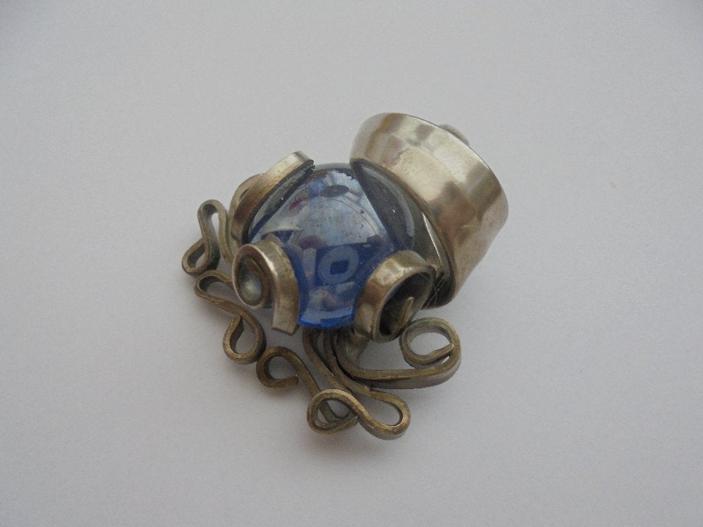 Vintage kettinghanger glazen cabochon blauw, Ophalen of Verzenden, Zo goed als nieuw, Blauw, Glas of Kristal