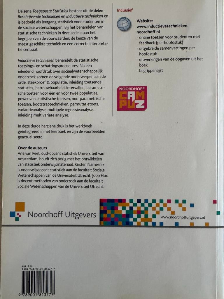Toegepaste Statistiek Inductieve technieken - Studieboek, Ophalen of Verzenden, Gamma, Zo goed als nieuw, HBO