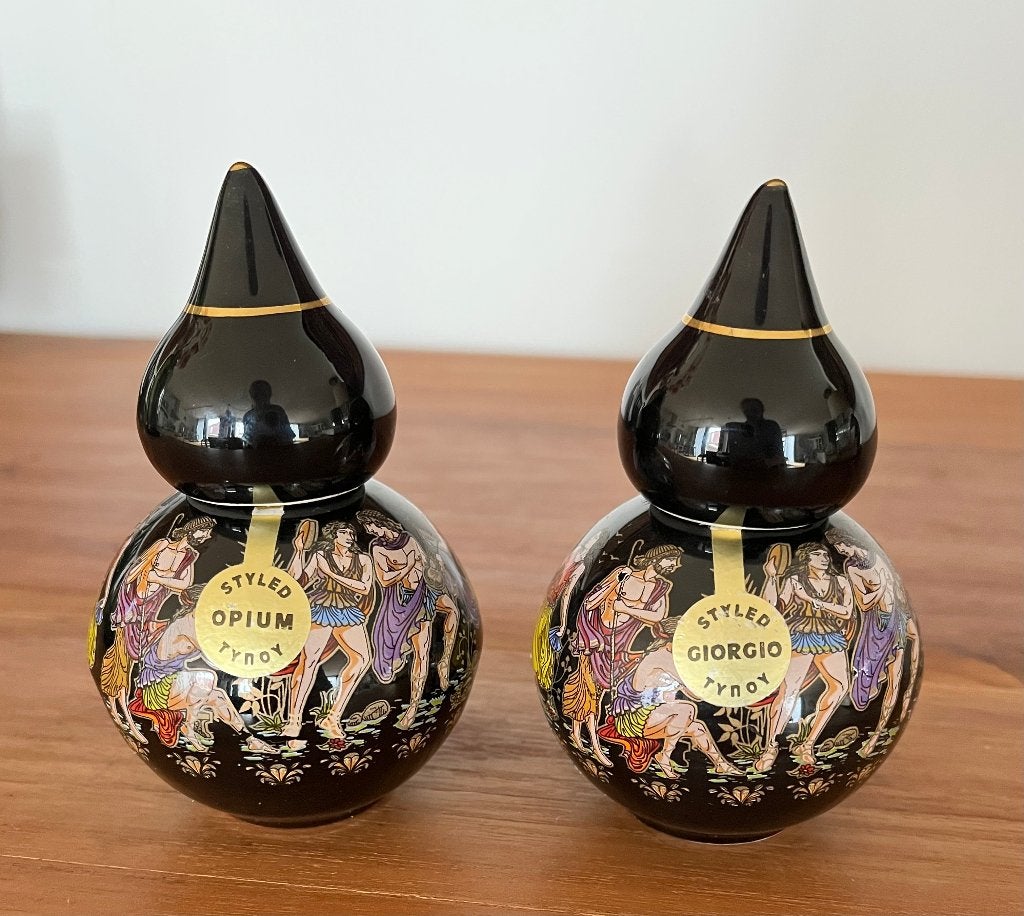 Griekse parfum flessen -Opium- Gerorgio, Verzamelen, Ophalen of Verzenden, Zo goed als nieuw, Miniatuur