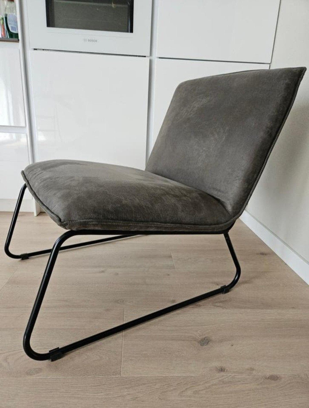 Fauteuil grijs Leen Bakker James stoel, Ophalen, Gebruikt, Grijs, Eén