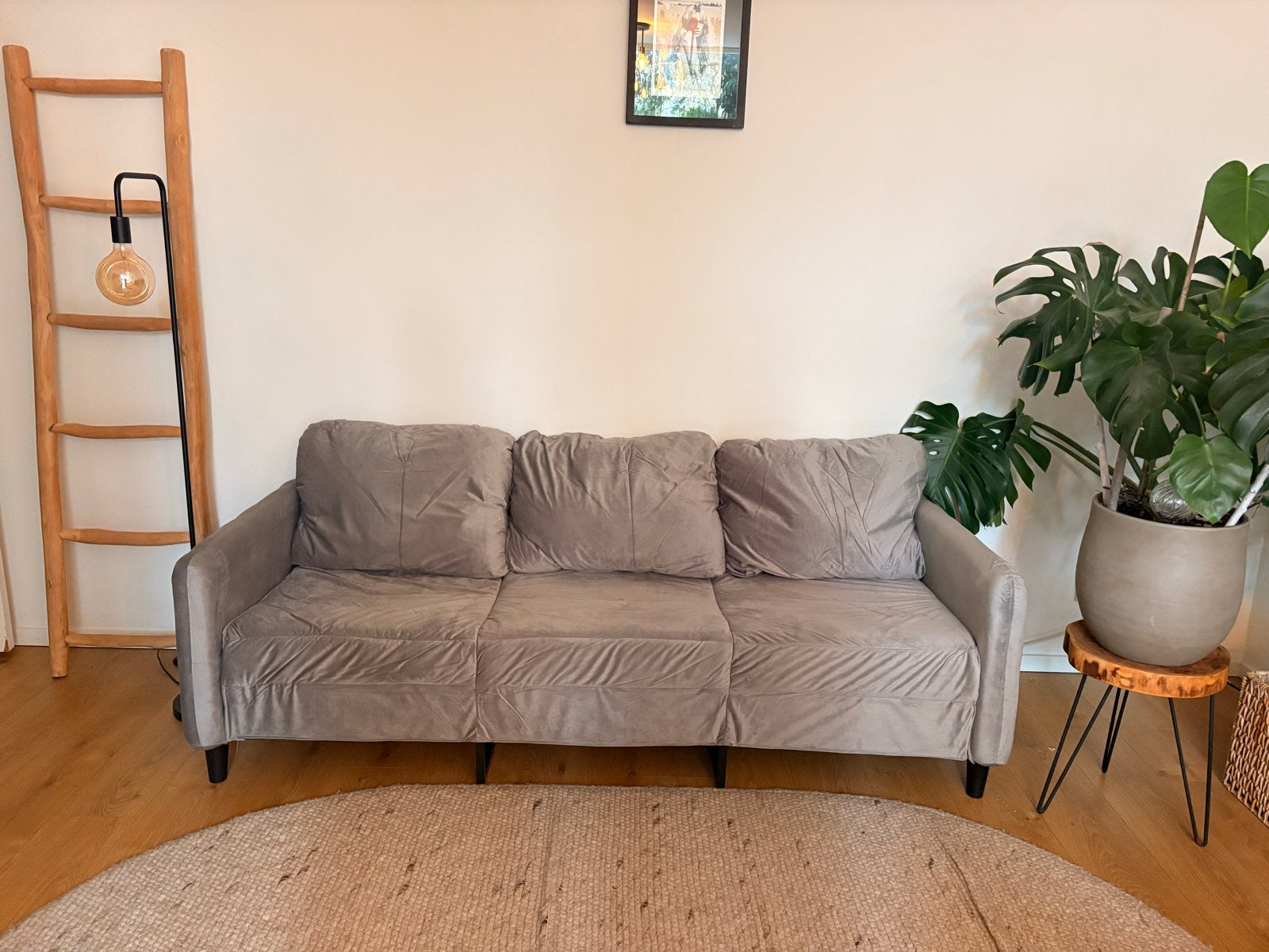 Comfortabele driepersoonsbank - Grijs Velours - Vida XL