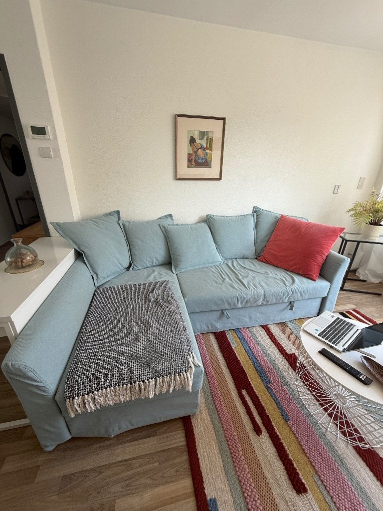Sofa bed, Ophalen, 90 cm, Blauw, Tweepersoons