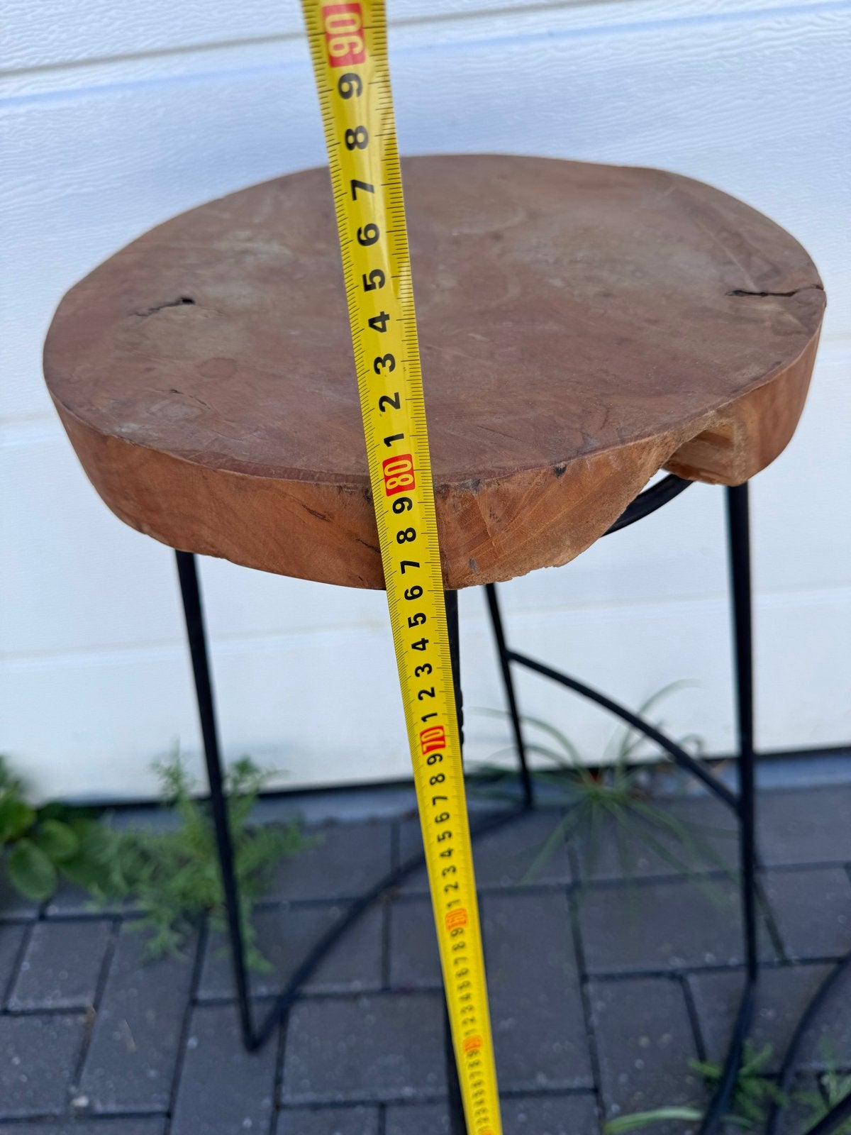 Loods 5 barkrukken met houten zitting en metalen onderstel, Ophalen, Gebruikt, Met voetsteun, 90 cm of meer