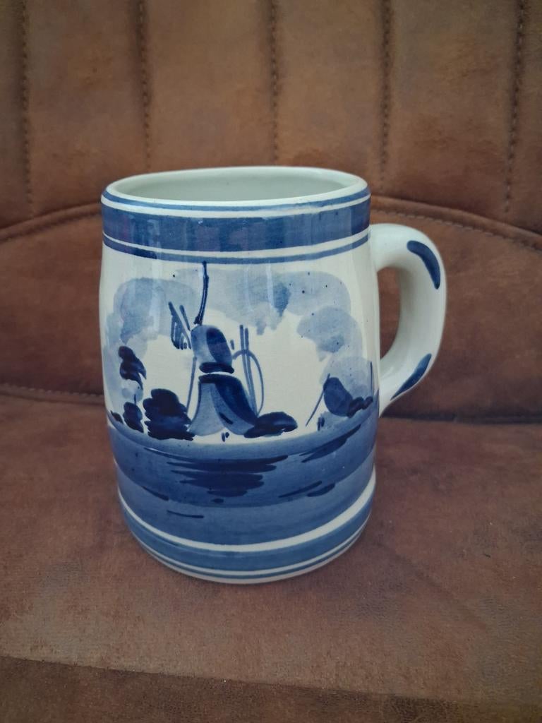 Vintage Delfts Blauwe Mok / Bierpul - Handgeschilderd - 438, Ophalen of Verzenden