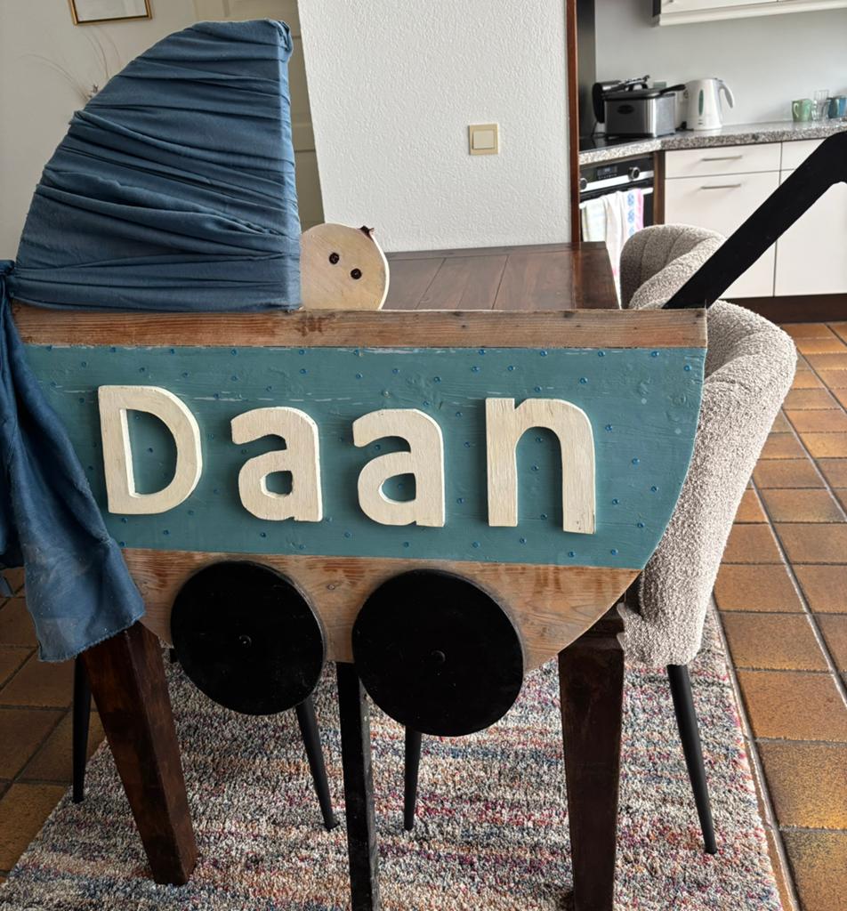 Geboortebord kinderwagen, Kinderen en Baby's, Kraamcadeaus en Geboorteborden, Ophalen, Gebruikt, Geboortebord