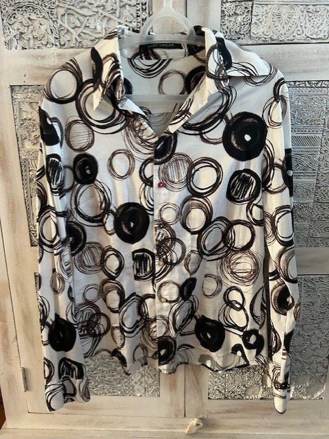 ZGAN! Blouse Hans Ubbink wit met grafische print maat XXL, Hans Ubbink, Wit, Maat 46/48 (XL) of groter, Ophalen of Verzenden