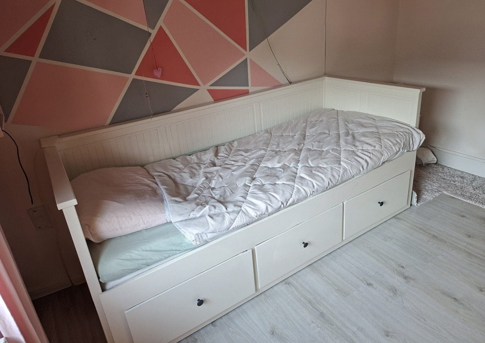 HEMNES Bedbank wit 80x200 cm met 3 lades, Huis en Inrichting, Ophalen, Eenpersoons, Wit, 80 cm