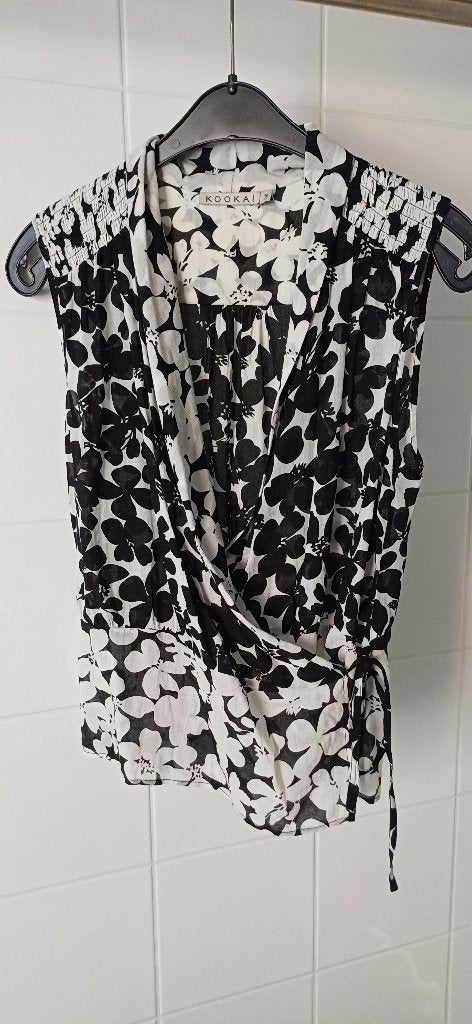 Mooie wikkelblouse zwart/wit van KOOKAI     maat 38, Maat 38/40 (M), Verzenden, Zwart, Kookai