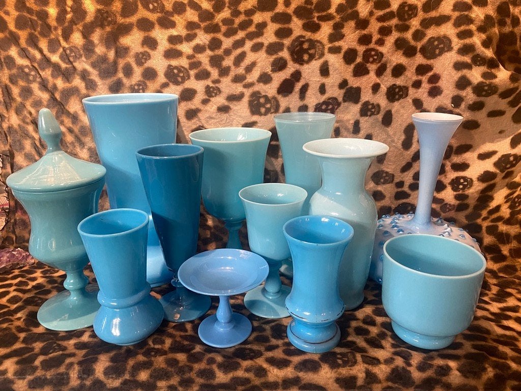 Glas Opaline turquoise Opaline verschillende modellen, Ophalen