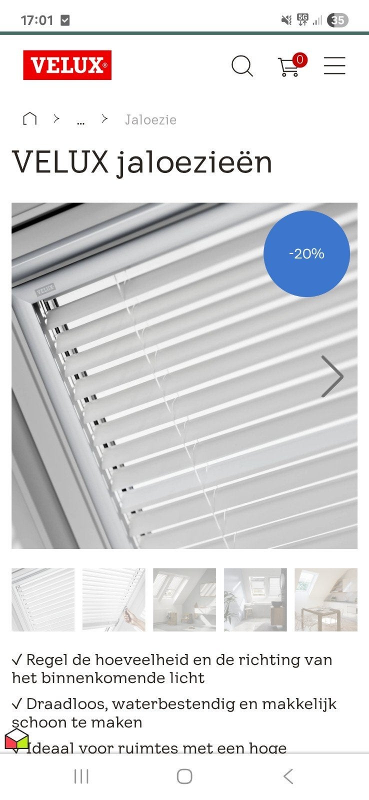 Velux handbediende jaloezie PAL MK08 7057S voor GGL MK08, Overige merken, Ophalen, Gebruikt, Jaloezie