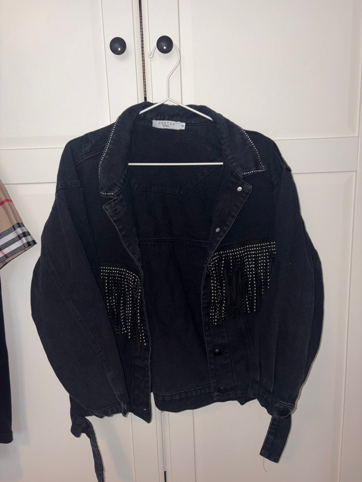 Costes Rebel Denim Jasje met Franjes & Strass, Ophalen of Verzenden, Gedragen, Maat 34 (XS) of kleiner, Zwart