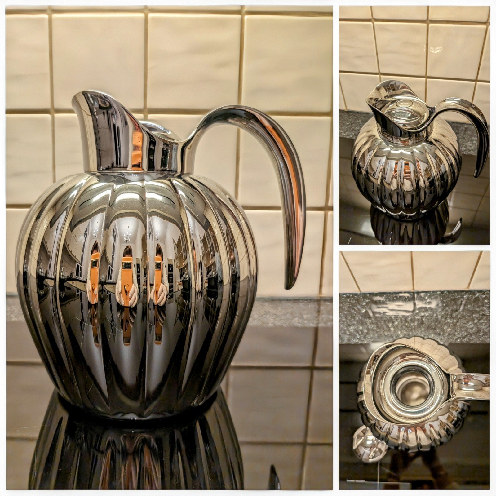 Georg Jensen Bernadotte Thermoskan Pushlock 0,8 L, Ophalen of Verzenden, Zo goed als nieuw