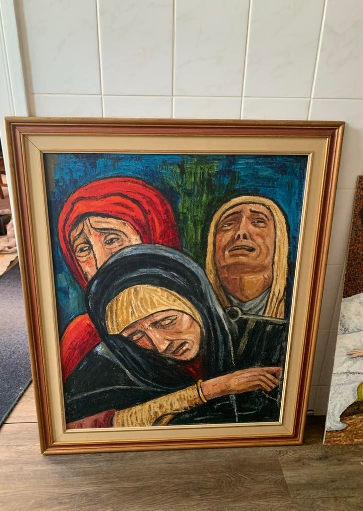 Groot olieverfschilderij op paneel, Ophalen