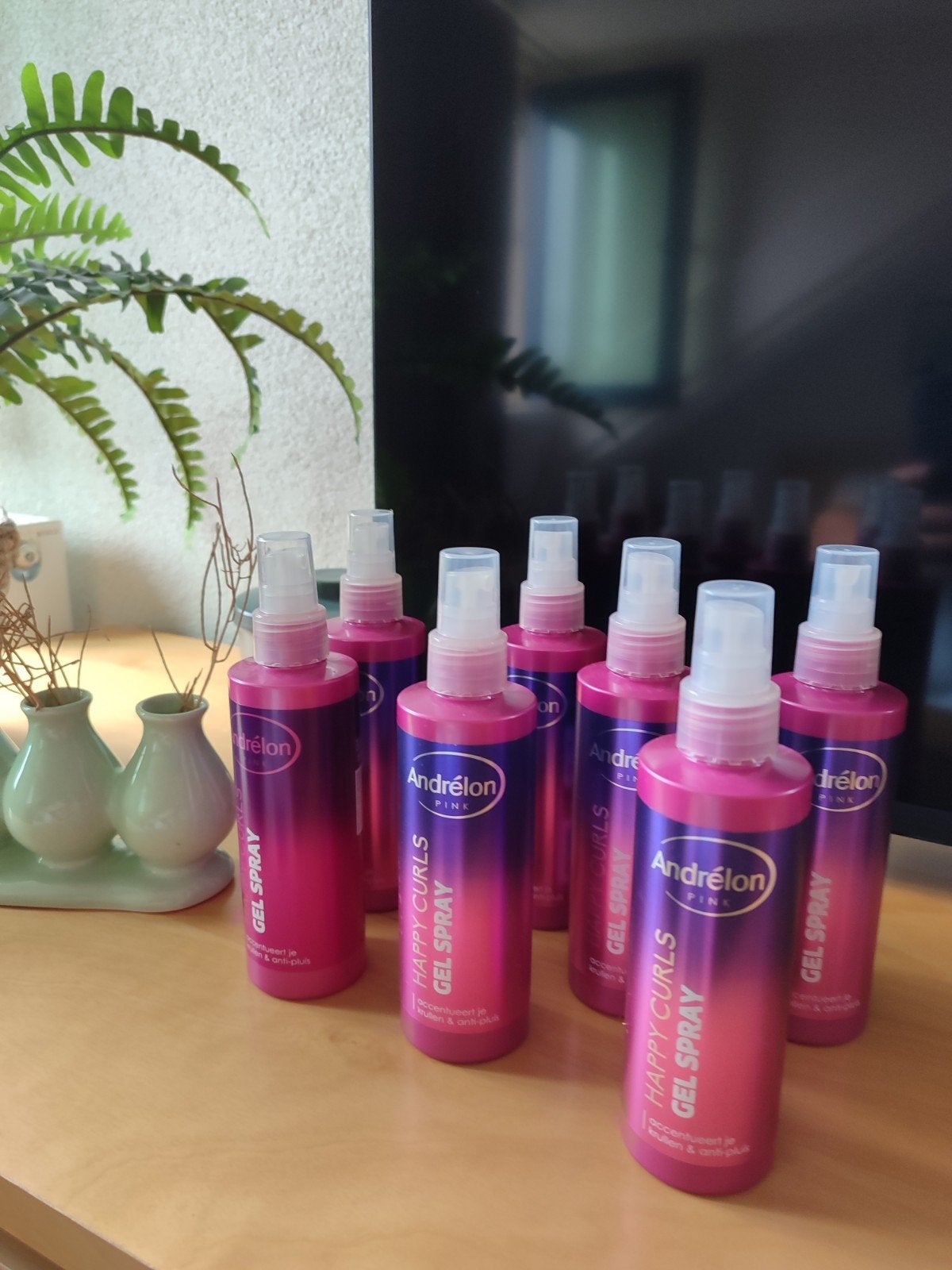 Andrelon Pink Happy curls gel spray, Verzenden, Nieuw, Gel, Wax, Haarlak of Mousse