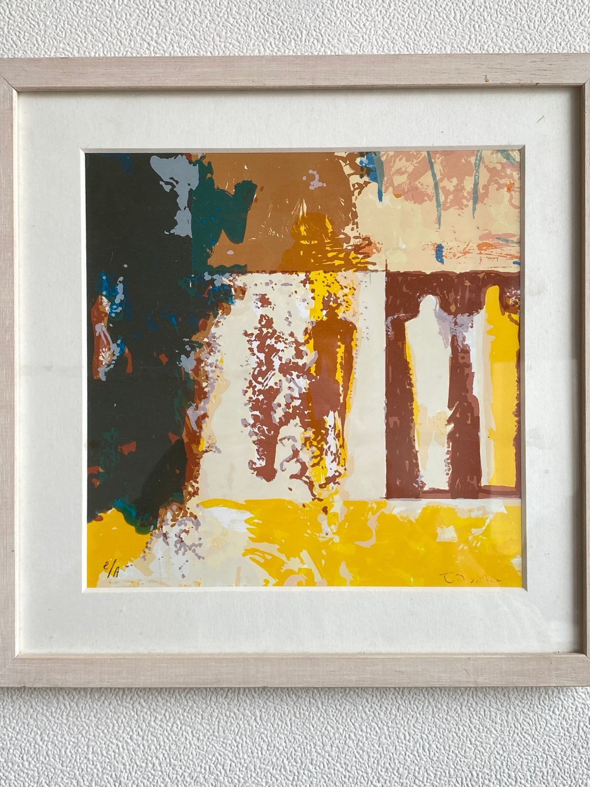Dick Tasma - Compositie met figuren (Zeefdruk, E/A)., Antiek en Kunst, Kunst | Litho's en Zeefdrukken, Zeefdruk, Gesigneerd, Ingelijst