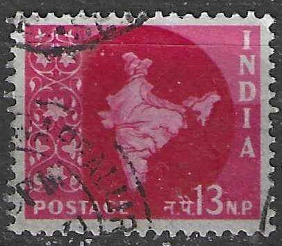 India 1958/1957 - Yvert 100A - Kaart van India - 13 np. (ST), Verzenden, Gestempeld, Zuid-Azië