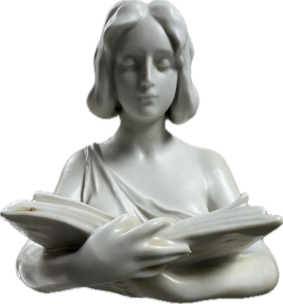Lezende vrouw, wit porseleinen  buste, art deco, Ophalen of Verzenden